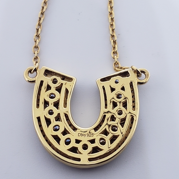 NWT, 1.65ctw Moissanite Horseshoe Shaped Necklace in 18k Gold Over Sterling Silv - Picture 7 of 11